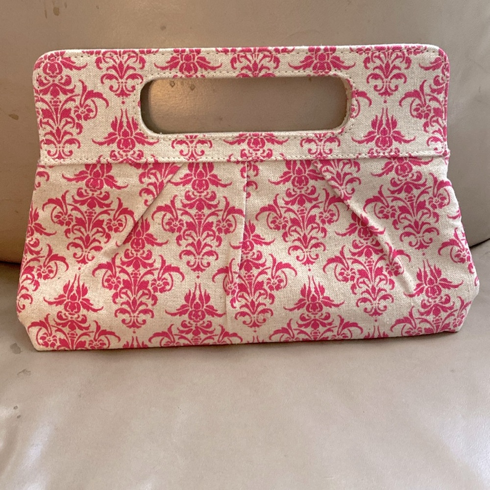 Pink white vintage clutch purse